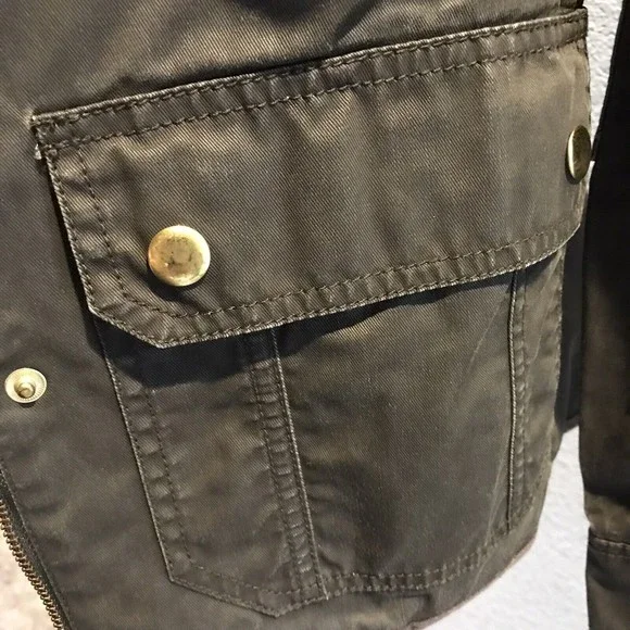 J Crew The Downtown Field Jacket Waxed Cotton Green Womens Size XXXS - Picture 5 of 12